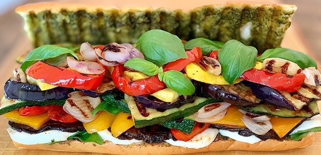 Chef Jamie’s Grilled Vegetable Sandwich with Summer Pesto